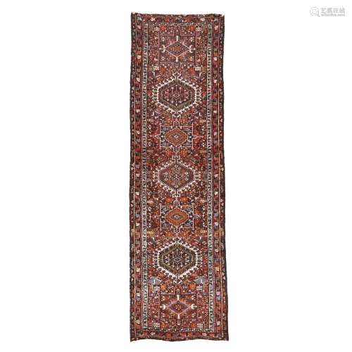 Karaja Runner, Persian, c.1960, 11 ft x 3 ft — 3.4 m x 0.