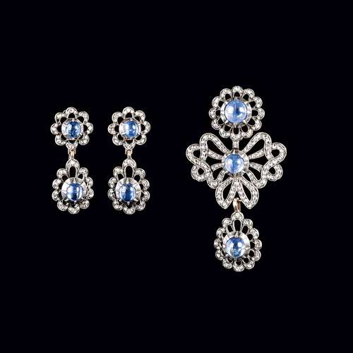 A Belle Epoque Sapphire Diamond Demi Parure.