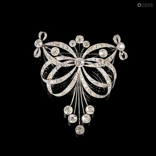 An extraordinary, highcarat Art Nouveau Diamond Brooch.