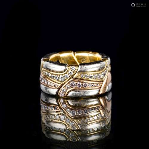 Bucherer. A Tricolour Diamond Ring 'Swan River Collection'.