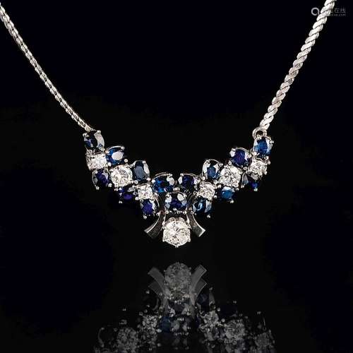 A Sapphire Diamond Necklace.