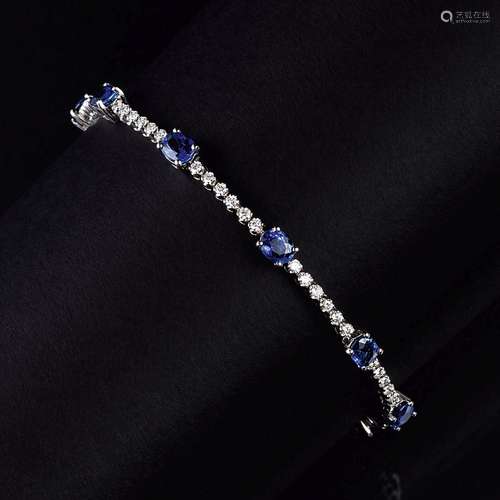 A colourfine Sapphire Diamond Bracelet.