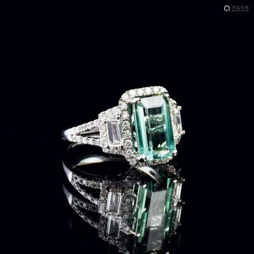 A Tourmaline Diamond Ring.