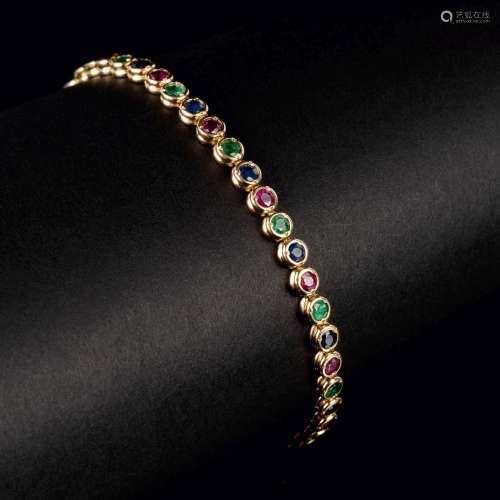 A Sapphire Emerald Ruby Bracelet.