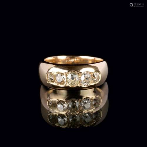 A Ring with Old Cut Diamonds.