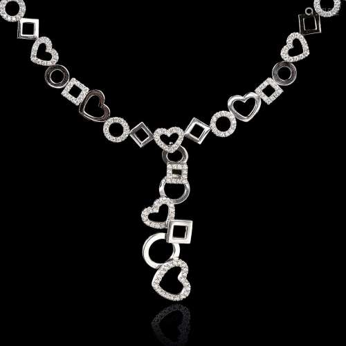 A Diamond Necklace with Heart Ornaments.