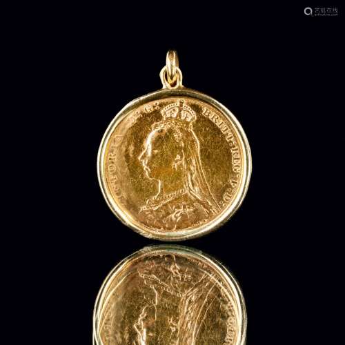 A Pendant with Sovereign Coin Victoria 'Jubilee Coinage'.