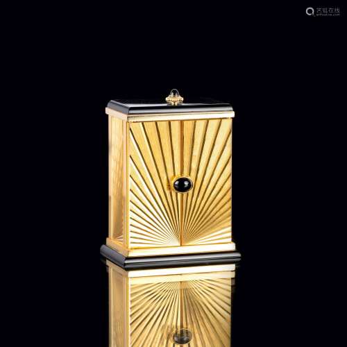 Cartier. A Travel Alarm Clock 'Art-déco Miniature Cabinet'.