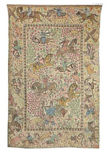 A PERSIAN EMBROIDERED BROCADE PANEL, PERSIA, 20TH CENTURY