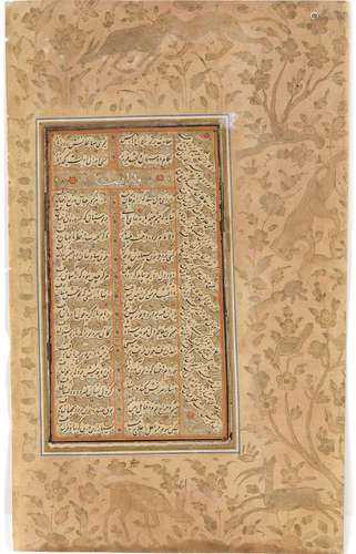 AN ILLUMINATED LEAF FROM A MANUSCRIPT OF FIRDAUSI'S SHAHNAMA...