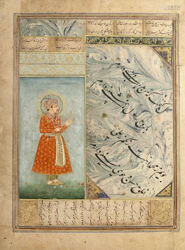 AN ALBUM PAGE MINIATURE OF THE EMPEROR JAHANGIR, DECCAN, CIR...