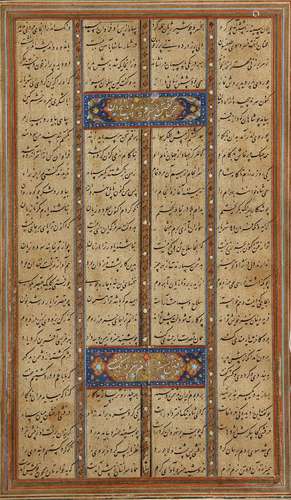 A KASHMIRI DOUBLE-SIDED, GOLD-SPRINKLED PAGE FROM THE SHAHNA...