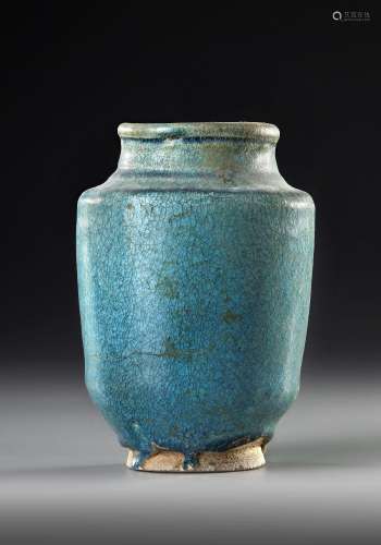 A KASHAN TURQUOISE GLAZED POTTERY JAR, PERSIA, 12TH-13TH CEN...