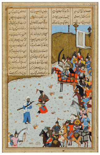 SCENE OF SHAHNAMA MINIATURE ON PAPER, PERSIA, 17TH CENTURY