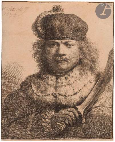 Rembrandt Harmensz. van Rijn (1606-1669)Rembrandt tenant un ...