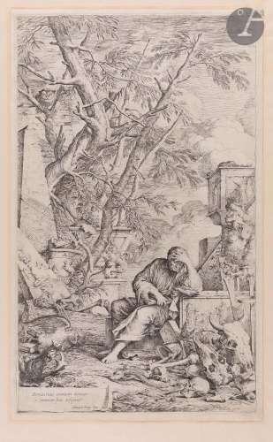 Salvator Rosa (1615-1673)Démocrite. 1662. Eau-forte. 275 x 4...