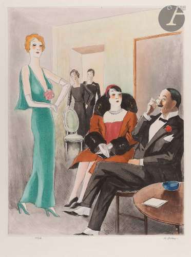 Pierre de Belay (1890-1947)Chez le couturier. 1935. Aquatint...