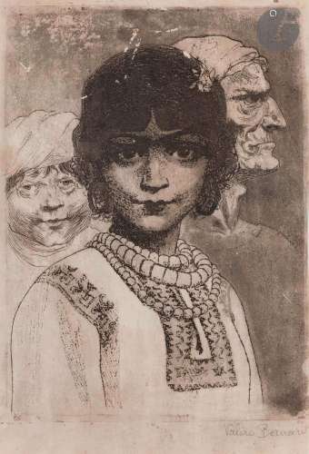 Valère Bernard (1860-1936)Jeune femme avec deux autres femme...