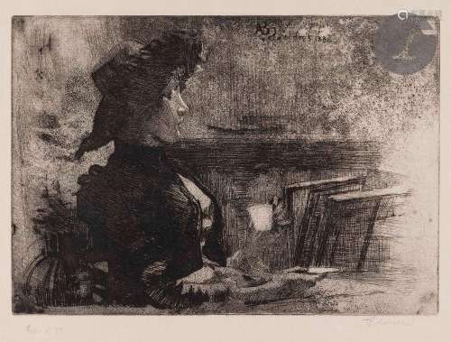 Albert Besnard (1849-1934)La Tasse de thé. 1883. Eau-forte, ...