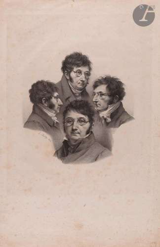 Louis Boilly (1761-1845)Quatre portraits de l’auteur sur une...