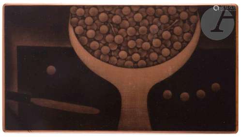 Yozo Hamaguchi (1909-2000)Raisins et couteau. 1956. Cuivre g...