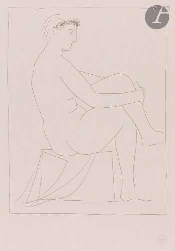 Pablo Picasso (1881-1973)Femme nue couronnée de fleurs. (Sui...