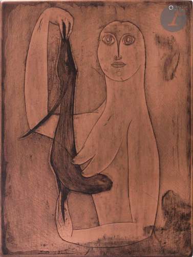 Anton Prinner (1902-1983)[CR}Femme à la loutre. Vers 1940. C...