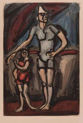 Georges Rouault (1871-1958)Clown et enfant. 1930. Aquatinte....