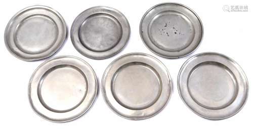 6 pewter dishes