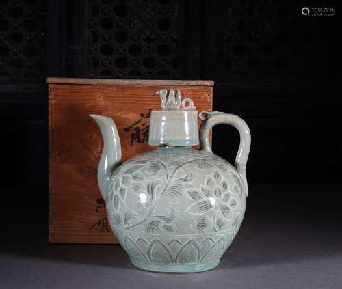 中國宋代 青釉高麗瓷提梁壺