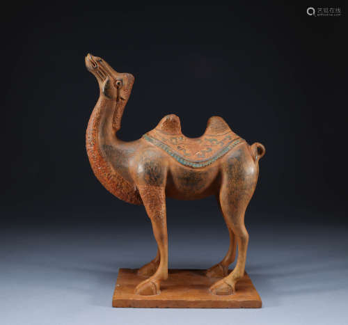 古代 青石彩繪駱駝