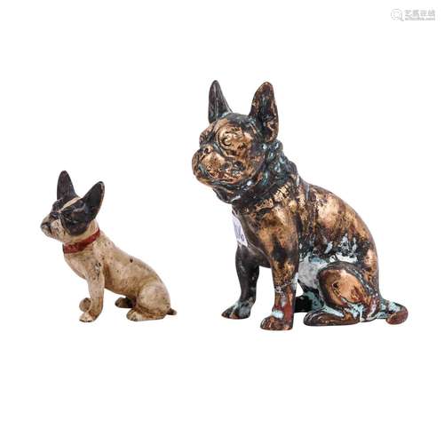 WIENER BRONZE '2 sitzende Bulldoggen', 20. Jh.