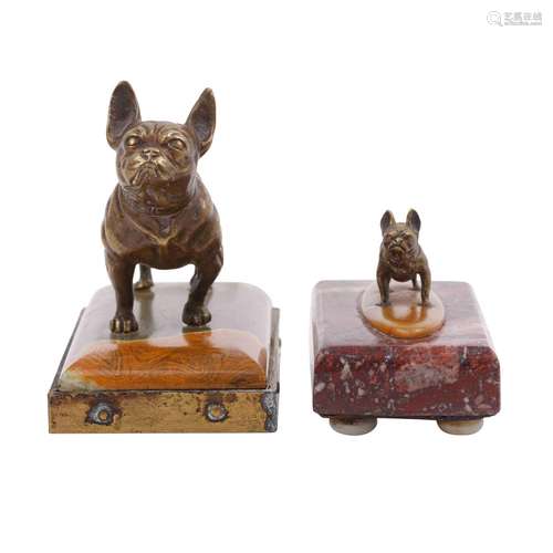 WIENER BRONZE zwei Bulldoggen auf Sockel,