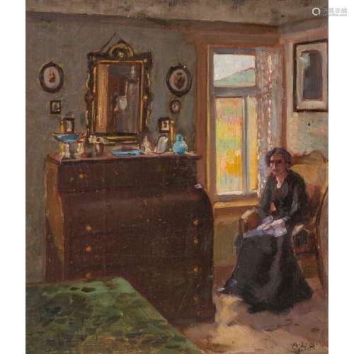SCHMITT, AUGUST LUDWIG (1882-1936), "Dame im Interieur&...