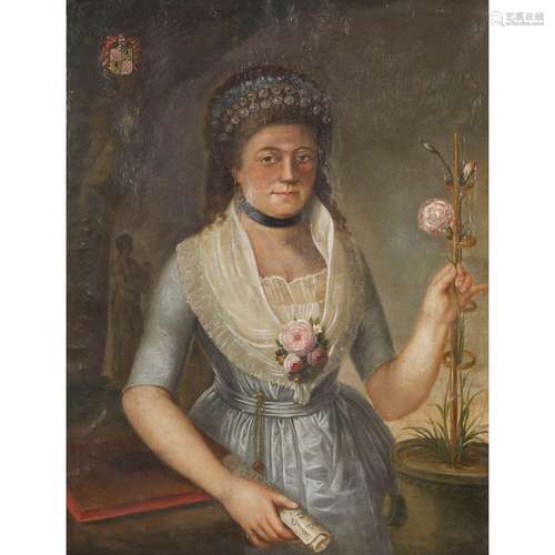 MALER/IN 17./18. Jh., "Portrait einer jungen Dame mit N...