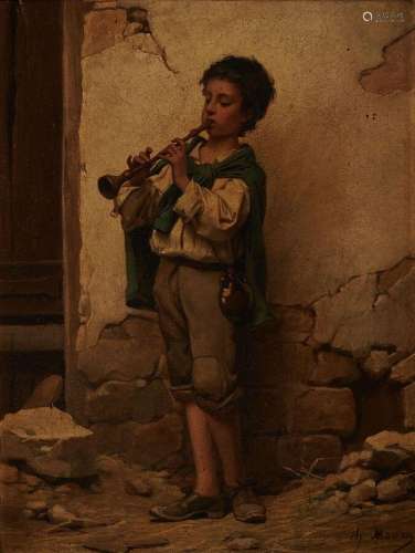 MOREAU Charles (1830-1891)<br />
Le petit joueur de flûte<br...