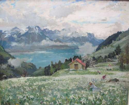 NOZAL Alexandre (1852-1929)<br />
"Paysage suisse"...