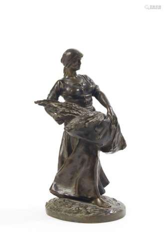 LARROUX Antonin(1859-1931)<br />
La Moisson<br />
Bronze à p...