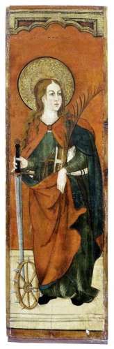 Gotisches Tafelbild mit der heiligen Katharina, Schwäbischer...