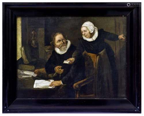 Geometer beim Studium in der Stube, Rembrandt-Schule, 17. Ja...
