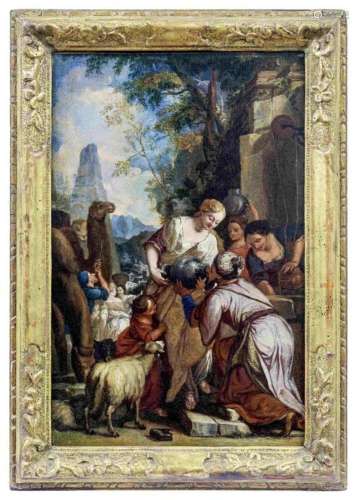 Rebekka und Elieser am Brunnen, Venezianischer Meister, 2. H...