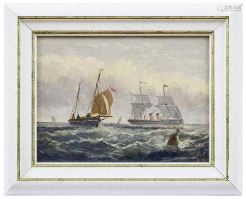 Segelschiffe vor der Isle of Man, Englischer Marinemaler des...