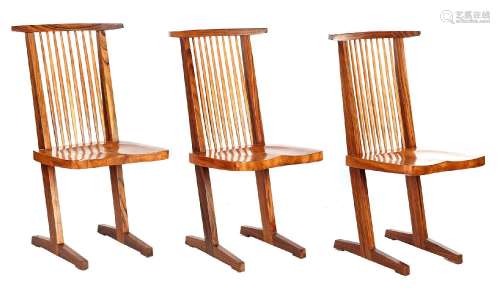 3 rosewood veneer chairs