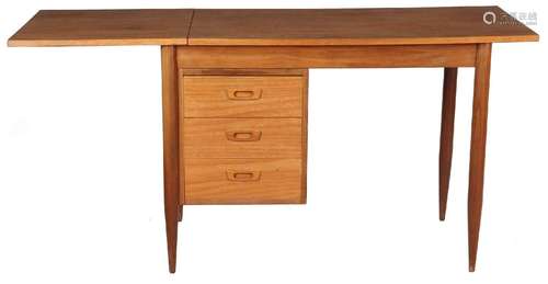 Teak veneer 3-drawer desk