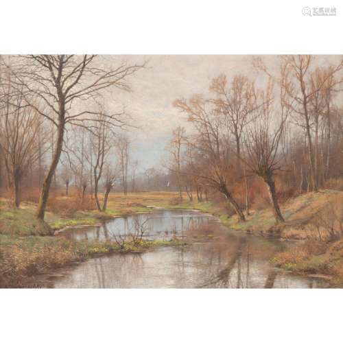 KUBIERSCHKY, ERICH (1854-1944), "Landschaft mit Weiher ...