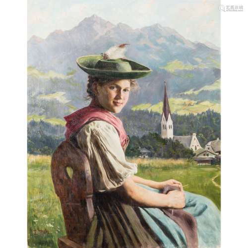RAU, EMIL (1858-1937) "Portrait einer Jungen Bäuerin im...