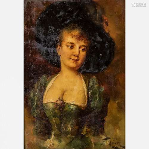 MAURY, FRANCOIS (1861-1933), "Mondäne Dame mit schwarze...