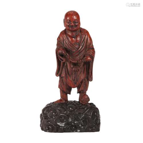 A BAMBOO CARVED LUOHAN FIGURE