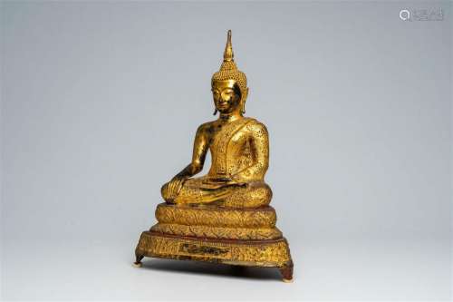 A Thai gilt bronze Buddha, Rattanakosin, 19th C.