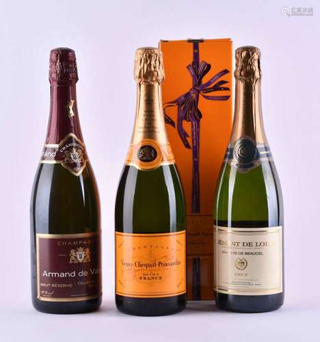 1 bottle of Veuve Cliequot, 1 bottle of Armand de Valpuy &am...